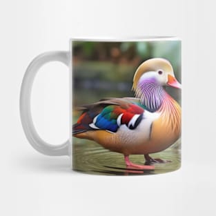 Mandarin duck Animal Bird Wildlife Wilderness Colorful Realistic Illustration Mug